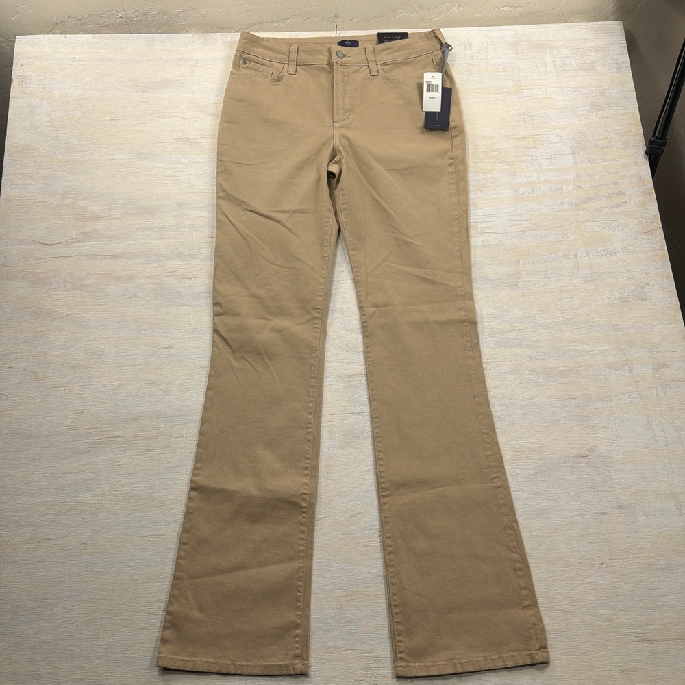 NYDJ Pants Bootcut Lift Tuck Size 8 Almond Slimming Fit Khaki Tan NWT Women